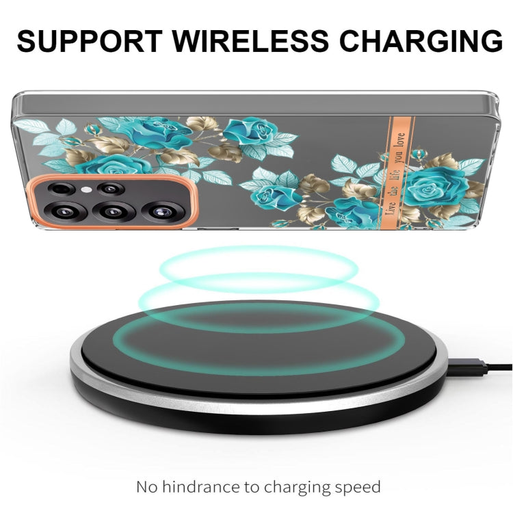 For Samsung Galaxy S25 Ultra 5G Flowers and Plants Series IMD TPU Phone Case(Blue Rose) - Galaxy S25 Ultra 5G Cases by PMC Jewellery | Online Shopping South Africa | PMC Jewellery | Buy Now Pay Later Mobicred