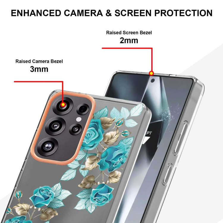 For Samsung Galaxy S25 Ultra 5G Flowers and Plants Series IMD TPU Phone Case(Blue Rose)