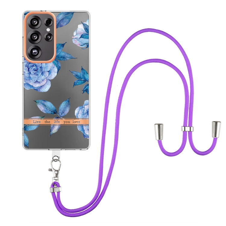 For Samsung Galaxy S25 Ultra 5G Flowers and Plants Series IMD TPU Phone Case with Lanyard(Orchid Peony) - Galaxy S25 Ultra 5G Cases by PMC Jewellery | Online Shopping South Africa | PMC Jewellery | Buy Now Pay Later Mobicred