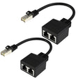 20cm Pair RJ45 CAT6 / CAT5 8 Pin Ethernet Cable Splitter 2 in 1 Network Extension Adapter(Black) - Lan Cable and Tools by PMC TechLife | Online Shopping South Africa | PMC TechLife | Buy Now Pay Later Mobicred