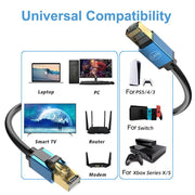 8m Home Fiber Bandwidth 10 Gigabit CAT8 Network Cable(Blue)