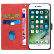 For iPhone 16e Grid Stitching Leather Phone Case with Lanyard(Red)