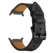 For Samsung Galaxy Watch Ultra 47mm Black Buckle Genuine Leather Watch Band(Black)