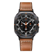For Samsung Galaxy Watch Ultra 47mm Black Buckle Genuine Leather Watch Band(Brown)