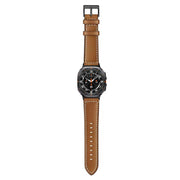 For Samsung Galaxy Watch Ultra 47mm Black Buckle Genuine Leather Watch Band(Brown)