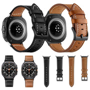 For Samsung Galaxy Watch Ultra 47mm Black Buckle Genuine Leather Watch Band(Black)