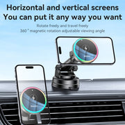 Yesido C315 15W Suction Cup Air Vent Car Wireless Charging Holder with RGB Lighting(Black)