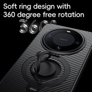 For Huawei Mate 60 Carbon Fiber MagSafe Phone Case with 360 Degree Rotating Holder(Black)