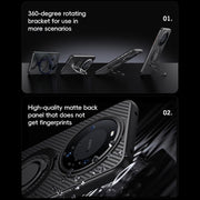 For Huawei Mate 60 Carbon Fiber MagSafe Phone Case with 360 Degree Rotating Holder(Black)