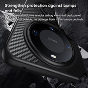 For Huawei Mate 60 Pro / 60 Pro+ Carbon Fiber MagSafe Phone Case with 360 Degree Rotating Holder(Black)