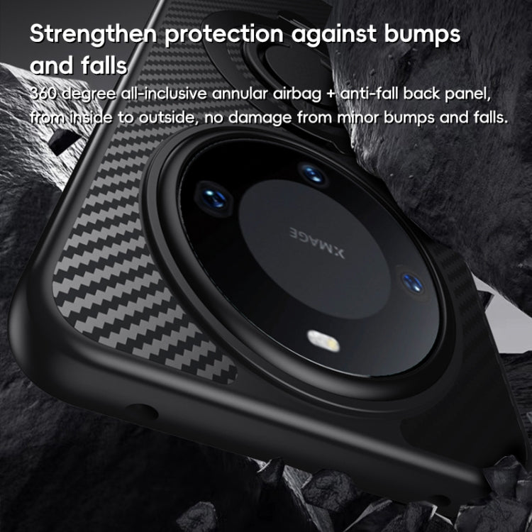 For Huawei Mate 60 Pro / 60 Pro+ Carbon Fiber MagSafe Phone Case with 360 Degree Rotating Holder(Black)