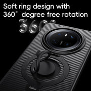For Huawei Mate 70 Carbon Fiber MagSafe Phone Case with 360 Degree Rotating Holder(Black)