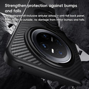 For Huawei Mate 70 Carbon Fiber MagSafe Phone Case with 360 Degree Rotating Holder(Black Silver)