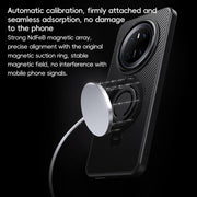 For Huawei Mate 70 Carbon Fiber MagSafe Phone Case with 360 Degree Rotating Holder(Black Silver)