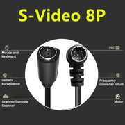 Curved mini DIN 8 Pin TV Audio Adapter Cable S-Video TV Box Cable, Length:3m(Black)