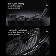 For Huawei Pura 70 Carbon Fiber MagSafe Phone Case with 360 Degree Rotating Holder(Black Grey)