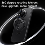For Huawei Pura 70 Carbon Fiber MagSafe Phone Case with 360 Degree Rotating Holder(Black Silver)
