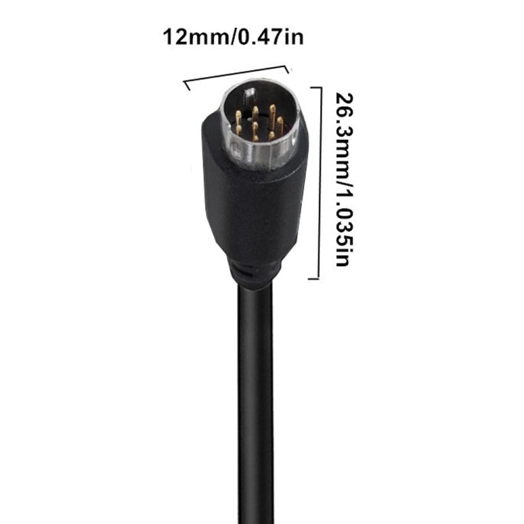 90 Degree mini DIN 8 Pin TV Audio Adapter Cable S-Video TV Box Cable, Length:3m(Black)
