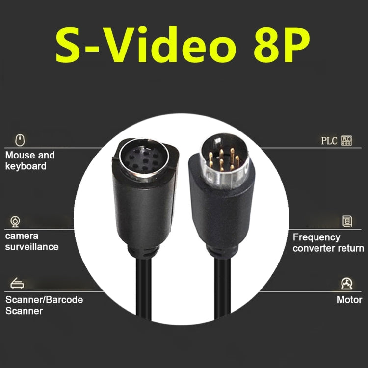 90 Degree mini DIN 8 Pin TV Audio Adapter Cable S-Video TV Box Cable, Length:3m(Black)