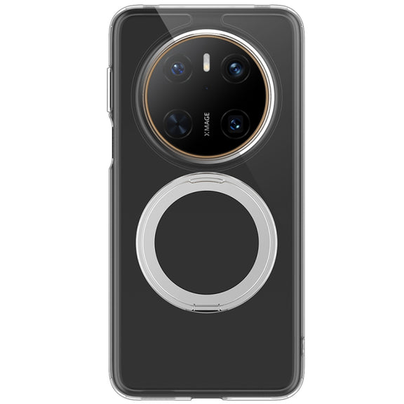 For Huawei Mate 70 Frosted 360 Degree Rotating Holder Phone Case(Transparent)