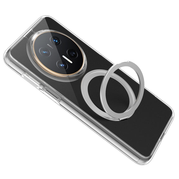 For Huawei Mate 70 Frosted 360 Degree Rotating Holder Phone Case(Transparent)