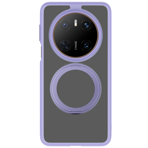 For Huawei Mate 70 Frosted 360 Degree Rotating Holder Phone Case(Purple)