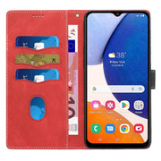 For Samsung Galaxy S25 5G Grid Stitching Leather Phone Case with Lanyard(Red)