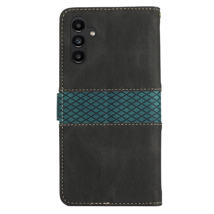 For Samsung Galaxy S25 5G Grid Stitching Leather Phone Case with Lanyard(Black) - Galaxy S25 5G Cases by PMC Jewellery | Online Shopping South Africa | PMC Jewellery | Buy Now Pay Later Mobicred