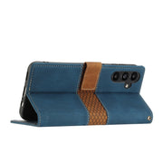 For Samsung Galaxy S25+ 5G Grid Stitching Leather Phone Case with Lanyard(Blue)