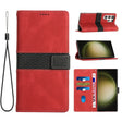 For Samsung Galaxy S25 Ultra 5G Grid Stitching Leather Phone Case with Lanyard(Red) - Galaxy S25 Ultra 5G Cases by PMC Jewellery | Online Shopping South Africa | PMC Jewellery | Buy Now Pay Later Mobicred