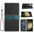 For Samsung Galaxy S25 Ultra 5G Grid Stitching Leather Phone Case with Lanyard(Black) - Galaxy S25 Ultra 5G Cases by PMC Jewellery | Online Shopping South Africa | PMC Jewellery | Buy Now Pay Later Mobicred