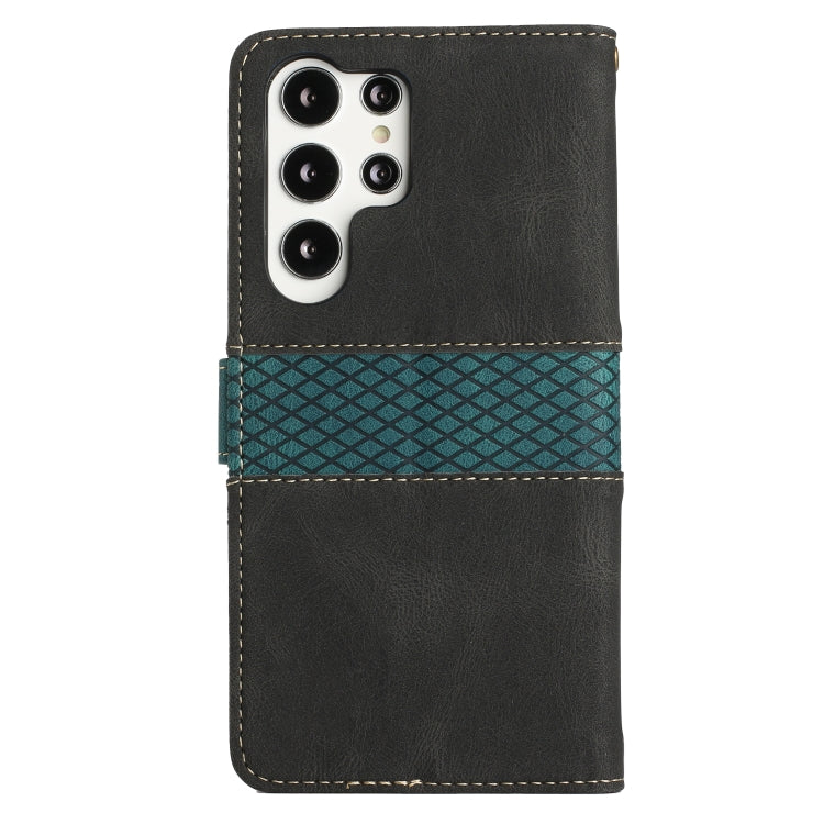 For Samsung Galaxy S25 Ultra 5G Grid Stitching Leather Phone Case with Lanyard(Black) - Galaxy S25 Ultra 5G Cases by PMC Jewellery | Online Shopping South Africa | PMC Jewellery | Buy Now Pay Later Mobicred