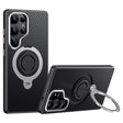For Samsung Galaxy S25 Ultra 5G Carbon Fiber MagSafe Phone Case with 360 Degree Rotating Holder(Black Silver) - Galaxy S25 Ultra 5G Cases by PMC Jewellery | Online Shopping South Africa | PMC Jewellery | Buy Now Pay Later Mobicred