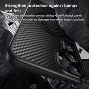 For Samsung Galaxy S25 5G Carbon Fiber MagSafe Phone Case with 360 Degree Rotating Holder(Black Grey)