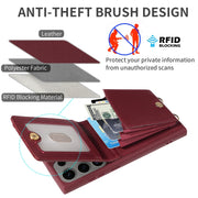For Samsung Galaxy S25 Ultra 5G Crossbody Lanyard Zipper Wallet Leather Phone Case(Wine Red)