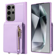 For Samsung Galaxy S25 Ultra 5G Crossbody Lanyard Zipper Wallet Leather Phone Case(Purple)