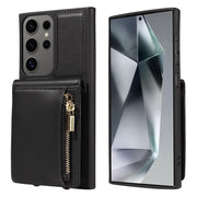For Samsung Galaxy S25 Ultra 5G Crossbody Lanyard Zipper Wallet Leather Phone Case(Black)