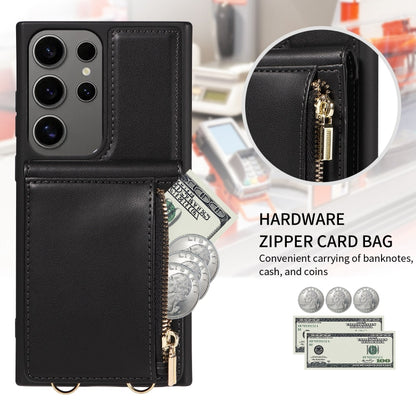 For Samsung Galaxy S25 Ultra 5G Crossbody Lanyard Zipper Wallet Leather Phone Case(Black) - free shipping - PMC Jewellery - Order now!