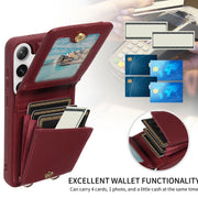 For Samsung Galaxy S25+ 5G Crossbody Lanyard Zipper Wallet Leather Phone Case(Wine Red)