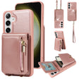 For Samsung Galaxy S25+ 5G Crossbody Lanyard Zipper Wallet Leather Phone Case(Rose Gold) - Galaxy S25+ 5G Cases by PMC TechLife | Online Shopping South Africa | PMC TechLife | Buy Now Pay Later Mobicred