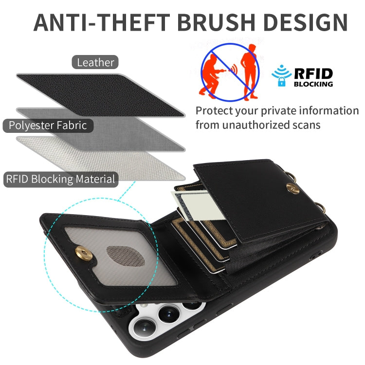 For Samsung Galaxy S25+ 5G Crossbody Lanyard Zipper Wallet Leather Phone Case(Black) - Galaxy S25+ 5G Cases by PMC Jewellery | Online Shopping South Africa | PMC Jewellery | Buy Now Pay Later Mobicred