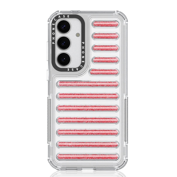 For Samsung Galaxy S25+ 5G Capsule Glitter TPU Hybrid PC Airbag Phone Case(Red)