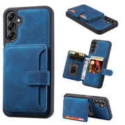 For Samsung Galaxy S25 5G Skin Feel Dream RFID Anti-theft PU Card Bag Phone Case(Peacock Blue)