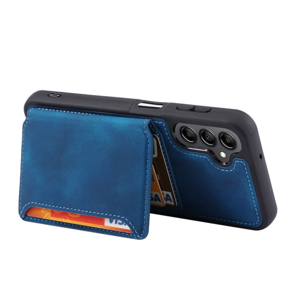 For Samsung Galaxy S25 5G Skin Feel Dream RFID Anti-theft PU Card Bag Phone Case(Peacock Blue)