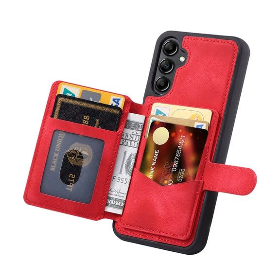 For Samsung Galaxy S25+ 5G Skin Feel Dream RFID Anti-theft PU Card Bag Phone Case(Red)