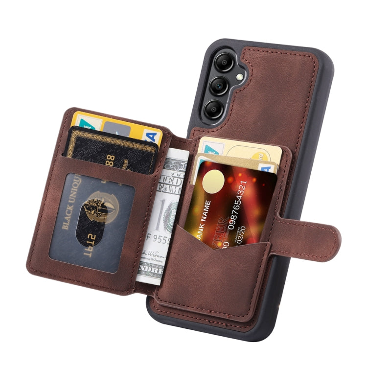 For Samsung Galaxy S25+ 5G Skin Feel Dream RFID Anti-theft PU Card Bag Phone Case(Coffee)