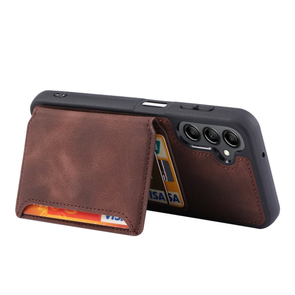 For Samsung Galaxy S25+ 5G Skin Feel Dream RFID Anti-theft PU Card Bag Phone Case(Coffee)