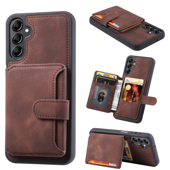 For Samsung Galaxy S25+ 5G Skin Feel Dream RFID Anti-theft PU Card Bag Phone Case(Coffee)