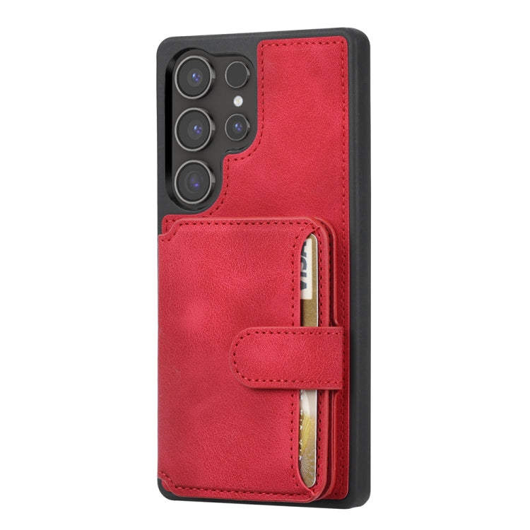 For Samsung Galaxy S25 Ultra 5G Skin Feel Dream RFID Anti-theft PU Card Bag Phone Case(Red)