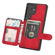 For Samsung Galaxy S25 Ultra 5G Skin Feel Dream RFID Anti-theft PU Card Bag Phone Case(Red)